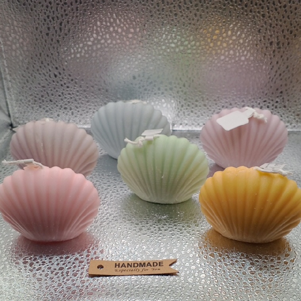 Shell-Shaped Candles - Pink, White, Green, Yellow